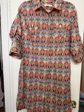 Classy 0039 Italy Midi Shirt Dress in Red, Blue & Cream - Italy
Size L